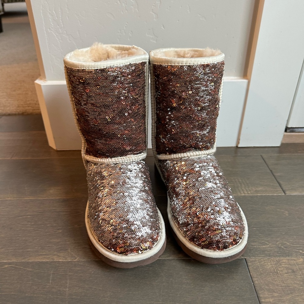 UGG Tri Color Sequin Boots with Cream Accents